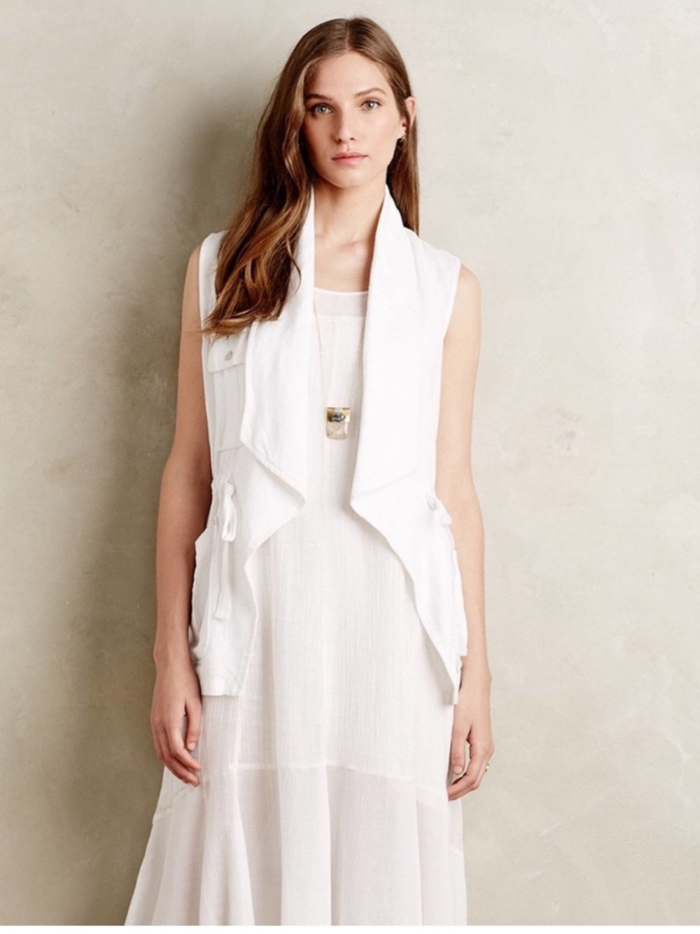 Sanctuary Draped Sleeveless Open-Front Vest in White